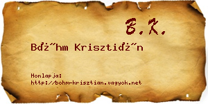 Bőhm Krisztián névjegykártya